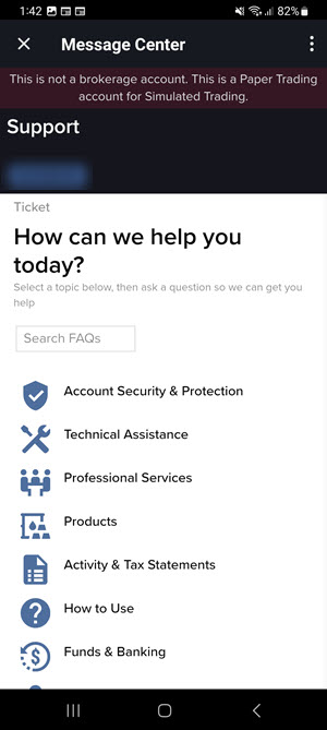 The ticket description on the Android Phone